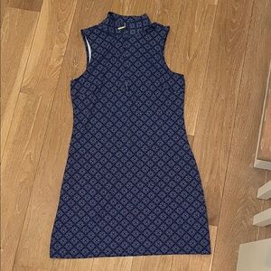 NWT Cabana Life Fisher Island- Blue Sleeveless Performance Zip Dress. UPF 50